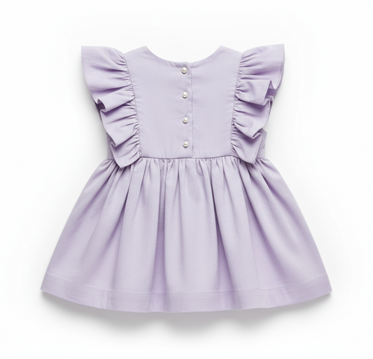 Ruffle Dress Back View - Lavender